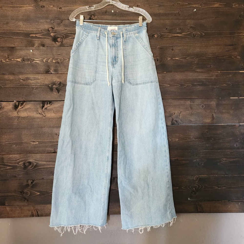 LUCKY BRAND Patch Pocket Pull On Jeans‎ Womens 28 Wide Leg Light Wash 28x30"